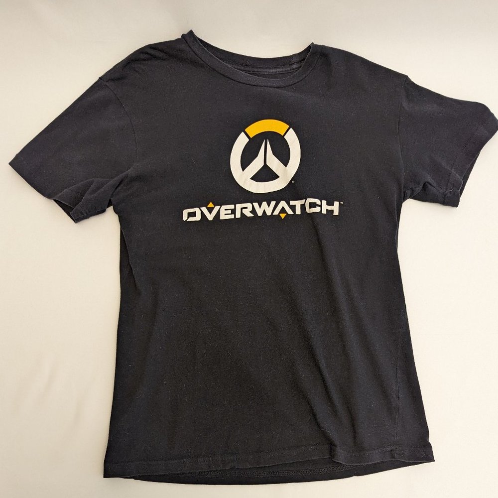 Blizzard Graphic Video Game T Shirt Top Black Overwatch Logo Size Men's Medium